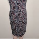 Talbots  woman dress size 12 paisley print dark blue red white zipper back Photo 2