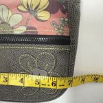 Haiku Vegan Pebbled Leather Crossbody Purse Brown Green Strap Floral Fold Over Gray Photo 8