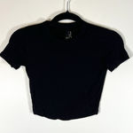 SKIMS Cropped Rib Modal Tee Black Slim Fit Crewneck Lightweight Stretch Sz XS Photo 0