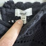 Aerie  Crochet Knit Boho Lace Crop Top Black Woman’s Size L Stretch Photo 1