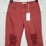 Risen NEW High Rise Straight Jeans Size 27 Distressed Rust Color Womens Red Photo 3