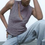 ZARA  Lavender Textured Cut Out Tee Photo 7