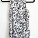 A.L.C. Black & White Floral Silk Sleeveless Blouse Photo 6