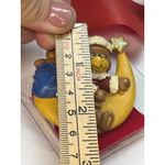 Vintage Christmas Bear Pin Brooch With Santa Hat & Moon Design Yellow Photo 3