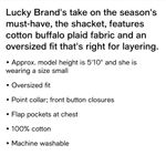 Lucky Brand NWT Shacket Blue/White Button Up Oversized Pockets Womens XL Photo 3