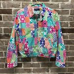 Polo Ralph Lauren Jacket Full Zip Multi Color Patchwork Light Weight Small NWT White Photo 2