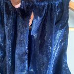 Ramy Brook  Blue Shimmer Velvet Blouse Photo 6