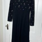 Vintage Women's Expo Black Long Sleeve Knit Floral Embroidered Sweater Dress 8 Photo 7