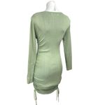 LIONESS  Green Knit Long Sleeve Ruched Tie Slim Mini Bodycon Sweater Dress Size S Photo 1