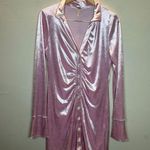 Free People  Women's Size Medium Pink Shayla Velvet Mini Dress Long Sleeve EUC Photo 1