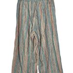 Madewell Houston Side Button Pull On Crop Pants Blue Rainbow Stripe S Photo 4