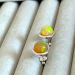 Brand New Natural Opal 9K Solid White Gold Sphere Bezel Settings Earrings/Studs Orange Photo 1