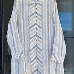 Soft Surroundings Striped Button Up Linen Mandarin Collar Tunic Shirt Size M Photo 1