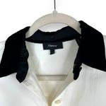 Theory NWOT White Silk Blend Velour Collared Fancy Button Down Shirt Blouse Photo 3