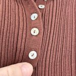 Forever 21 Vintage Y2K  Ribbed Lettuce Trim Chocolate Brown Collared Top‎ Large Photo 5