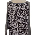 Kut From The Kloth  Leopard Print Raglan Long Sleeve Top XL Gray Black White Photo 0
