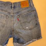 Levi's ποΈ 501 Blue Medium Wash Distressed Long Denim Jean Shorts Size 25 Photo 7