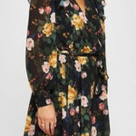 Dynamite Black Floral Ditsy Mini Dress Long Sleeve Ruffle‎ Trim Black Pink Yellow M Photo 0