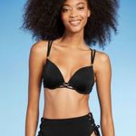 Shade & Shore  Women's 34B Bikini Top Black Push-Up Double Strap New Photo 0