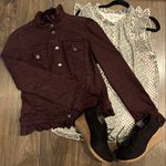 Inc International Concepts Burgundy Jacket with Ruffle collar and cuffs Sz L Purple Size L Photo 0