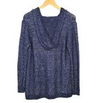 Soft Surroundings Navy Blue Shimmer Sequin Hoodie Pullover Sweater Women Large Photo 3
