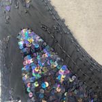 Vintage 80s Silk Beaded Sequined Butterfly Top V Neck Pullover Cropped Black M Size M Photo 3
