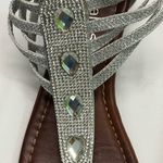 Palms  PAIGE GLADIATOR SILVER WEDGE SANDAL 7.5‎ TEARDROP CLEAR JEWELS STRAP Photo 7