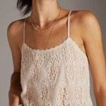 Anthropologie  Tiny Anne Pink Ivory Crochet Lace Camisole Tank Top Sz M Boho Photo 0