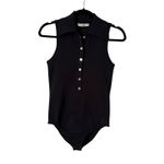 Tibi black ribbed button front sleeveless bodysuit Photo 9