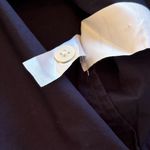 Quince 100% Organic Cotton Short Sleeve Button Up Top in Navy Sz L Photo 5