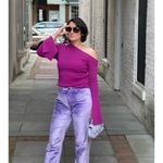 Solace London Magenta One-Shoulder Knit Top Size 10 Photo 5