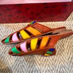 Farm Rio Rust Rainbow Beaded Mule Sandals | Size 8 Photo 5