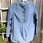 Fossil  | Blue Pleated Long Sleeve 100% Cotton Blouse Top XS Photo 0