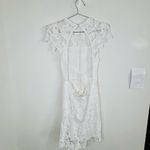 SheIn Women White Lace Bodycon Mini Dress Size Small Open Back Short Sleeve 33.5 Photo 7