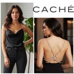 Cache Vintage  sleeveless black rhinestone detail strap and back design sz medium Photo 1