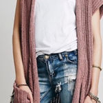 Free People  | Mauve Pink Wrap Cardigan Sleeveless Vest Sloppy Pocket | Small Photo 0