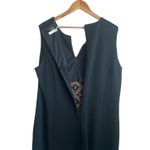 Peter Nygard  Women Midi‎ Dress 16 Black Textured Colorful Embroidered Aztec Trim Photo 7