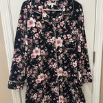 BODY TOUCH Classics floral button down night gown shirt size 2X black pink Photo 0