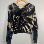 Natural Life  Tie Dye Black Cream Cotton Knit Sweater Cropped Sz L Boho, hippie Photo 0