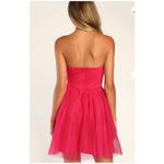 Lulus  Dress Womens XS Just a Twirl Hot Pink‎ Glitter Tulle Strapless Skater Mini Photo 3