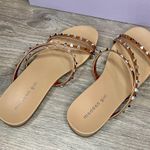 Madden Girl Candy Studded Slide Sandals Tan Size 6.5 Photo 2