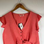 Roxy NWT ‎ Women's XL Sweeter Than This Button Up Tie Front Ruffle Sleeve Top Photo 10