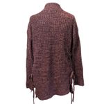 Harlow & Rose Cardigan M Maroon Open Knit Tunic Side Tie Lace Up Boho Brown Size M Photo 6