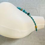 Necklace Beaded Statement Faux Turquoise Shark Took Brass Color Setting Heavy Photo 14