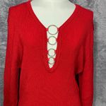 Derek Heart Plus Women’s Red Long Sleeve Sweater Dress Size 3X Ring Detail NWT Photo 1