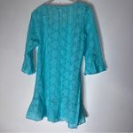 Betsey Johnson  Medium Blue Lace Swim Cover Dress 3/4 Sleeve Length‎ Photo 1