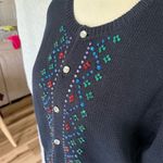 Liz Claiborne Lizwear Petite Jewel Embellished Cardigan Sweater Navy Blue S Vintage Photo 3