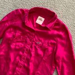 Hollister  100% Silk Button Down Shirt Hot Pink Business Casual Size Small EUC Photo 2