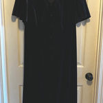 Fashion Bug Vintage Black Velvet Midi Dress with Back Tie Detail Size 20 Whimsigoth Romantic Photo 0