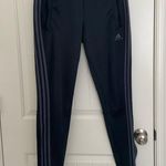 Adidas adult dark gray stripe athletic jogger sweatpants zipper pockets small Photo 0